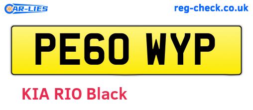 PE60WYP are the vehicle registration plates.