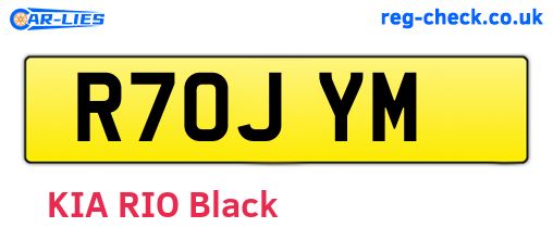 R70JYM are the vehicle registration plates.