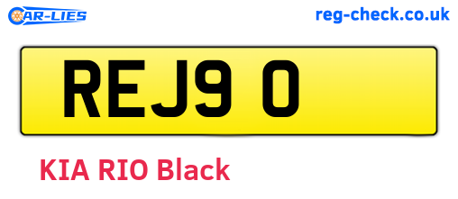 REJ90 are the vehicle registration plates.