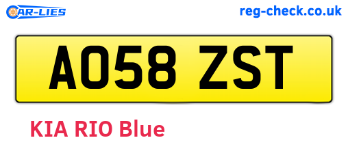 AO58ZST are the vehicle registration plates.