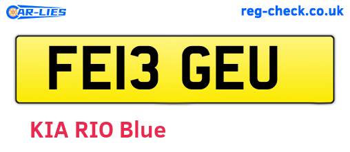 FE13GEU are the vehicle registration plates.