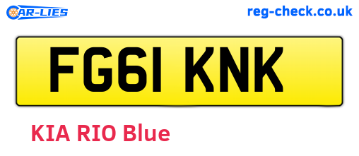 FG61KNK are the vehicle registration plates.