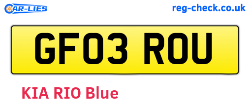 GF03ROU are the vehicle registration plates.