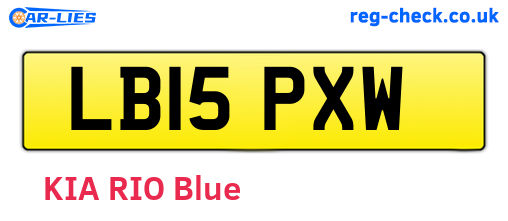 LB15PXW are the vehicle registration plates.