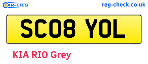 SC08YOL are the vehicle registration plates.