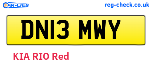 DN13MWY are the vehicle registration plates.