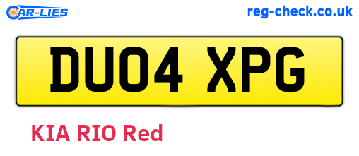 DU04XPG are the vehicle registration plates.