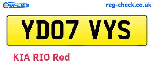 YD07VYS are the vehicle registration plates.