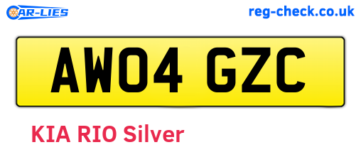 AW04GZC are the vehicle registration plates.