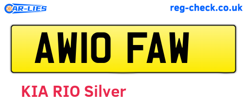 AW10FAW are the vehicle registration plates.