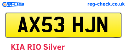AX53HJN are the vehicle registration plates.
