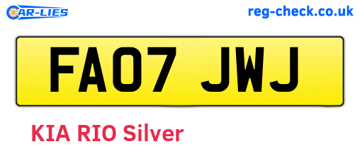 FA07JWJ are the vehicle registration plates.