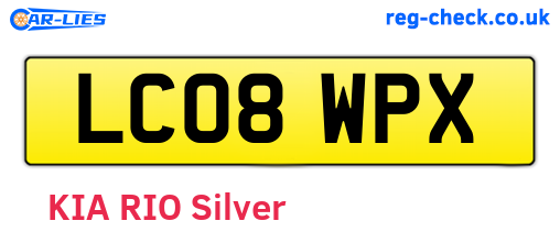 LC08WPX are the vehicle registration plates.