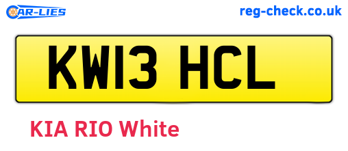 KW13HCL are the vehicle registration plates.