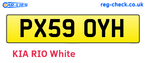 PX59OYH are the vehicle registration plates.