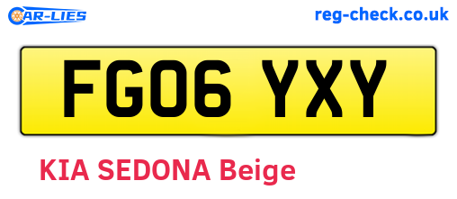 FG06YXY are the vehicle registration plates.