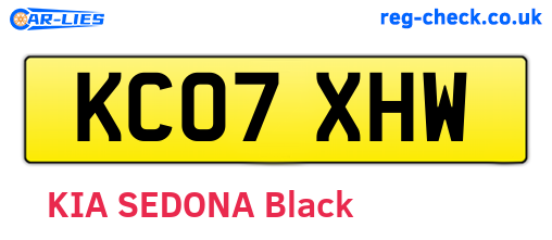 KC07XHW are the vehicle registration plates.