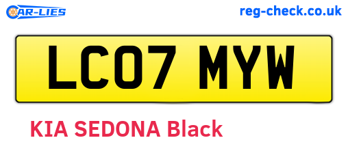 LC07MYW are the vehicle registration plates.