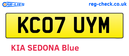 KC07UYM are the vehicle registration plates.
