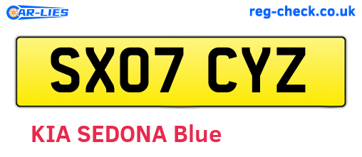 SX07CYZ are the vehicle registration plates.