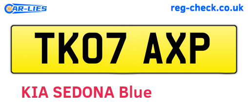 TK07AXP are the vehicle registration plates.