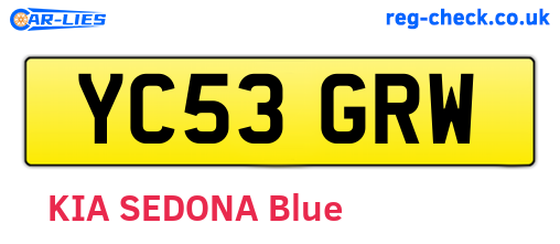 YC53GRW are the vehicle registration plates.