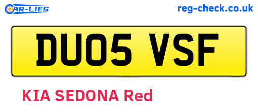 DU05VSF are the vehicle registration plates.