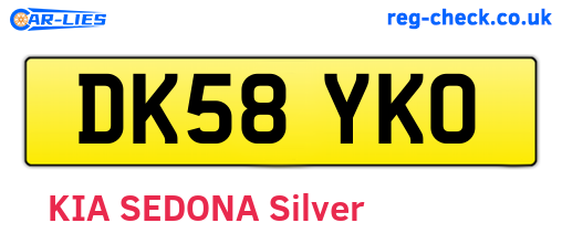 DK58YKO are the vehicle registration plates.