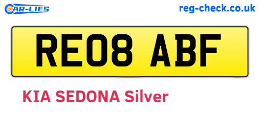 RE08ABF are the vehicle registration plates.