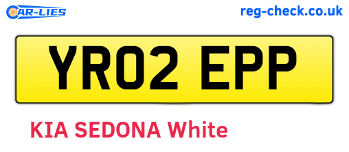 YR02EPP are the vehicle registration plates.