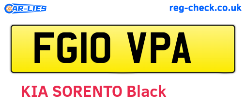 FG10VPA are the vehicle registration plates.