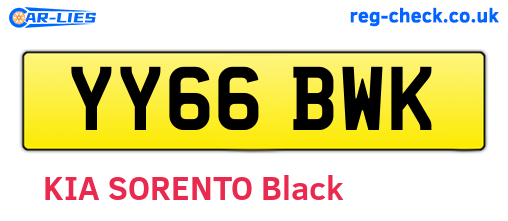 YY66BWK are the vehicle registration plates.