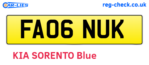 FA06NUK are the vehicle registration plates.