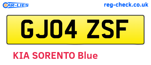 GJ04ZSF are the vehicle registration plates.