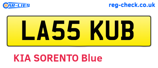 LA55KUB are the vehicle registration plates.
