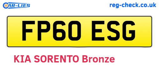FP60ESG are the vehicle registration plates.