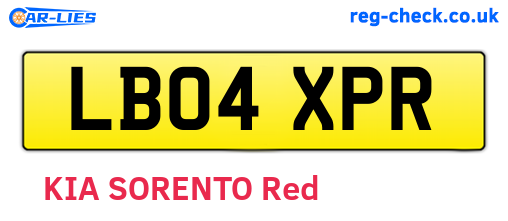 LB04XPR are the vehicle registration plates.
