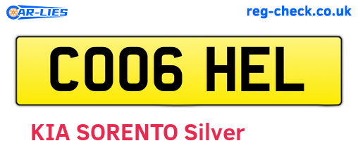 CO06HEL are the vehicle registration plates.