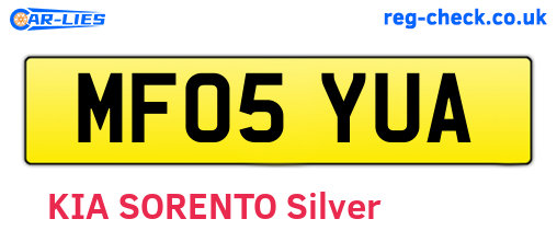 MF05YUA are the vehicle registration plates.