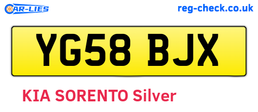 YG58BJX are the vehicle registration plates.