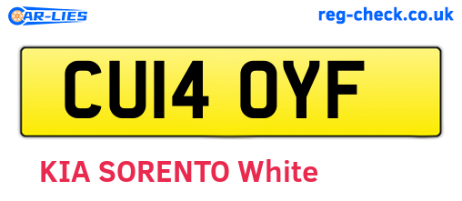 CU14OYF are the vehicle registration plates.