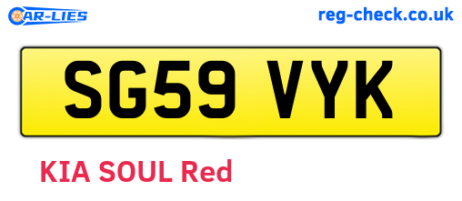 SG59VYK are the vehicle registration plates.
