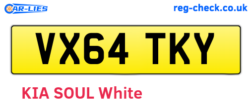 VX64TKY are the vehicle registration plates.