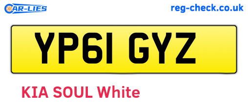 YP61GYZ are the vehicle registration plates.