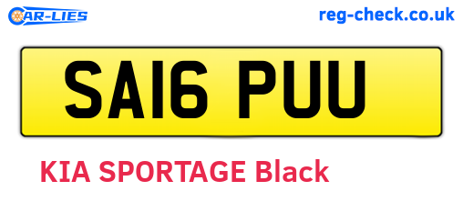 SA16PUU are the vehicle registration plates.