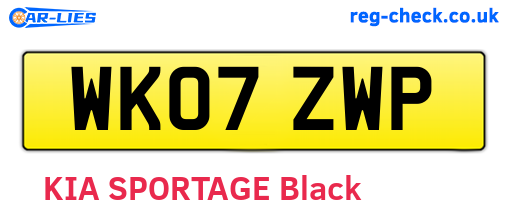 WK07ZWP are the vehicle registration plates.