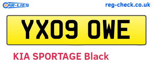 YX09OWE are the vehicle registration plates.