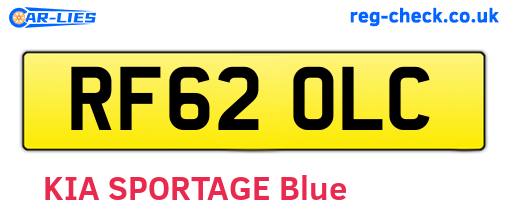 RF62OLC are the vehicle registration plates.