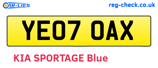 YE07OAX are the vehicle registration plates.