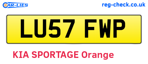 LU57FWP are the vehicle registration plates.
